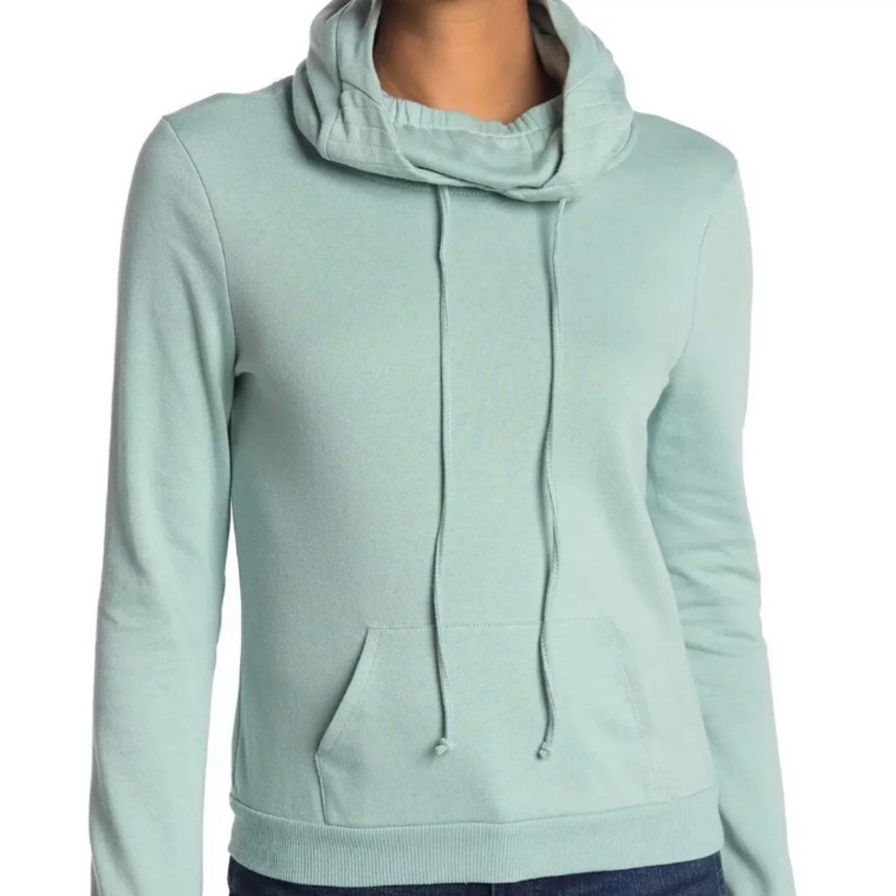 LOVE, FIRE Women's Long Sleeve Mask‎ Hoodie Thumb Holes Harbor Grey XL NWT
